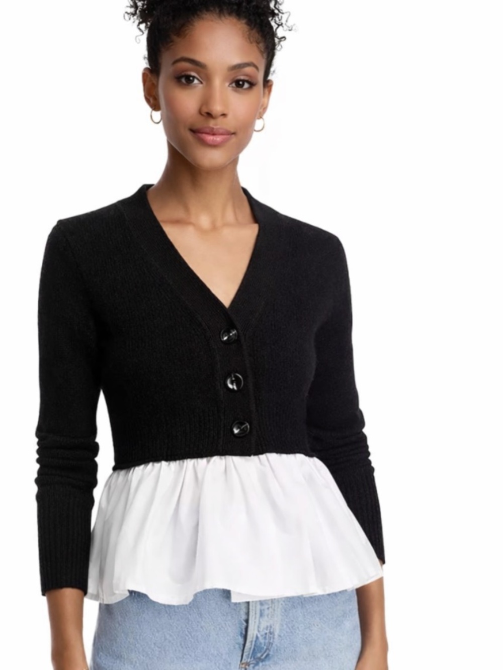 Aqua Cashmere V Neck Twofer - Exclusive Size L NWT.